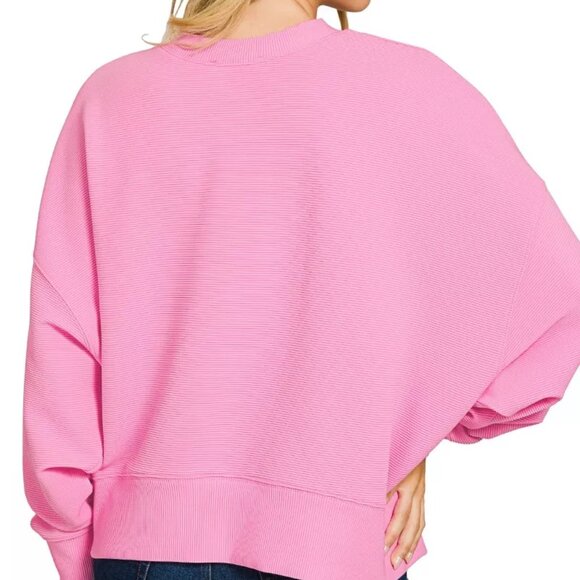 Zenana Ribbed Round Neck Pullover and Shorts Set - Picture 6 of 7